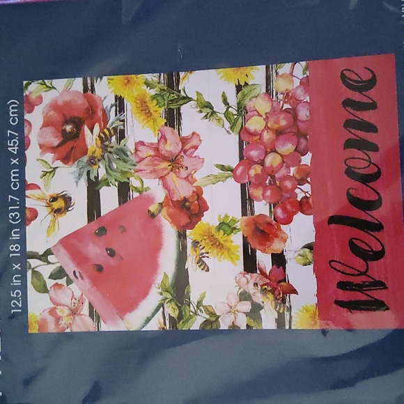 WinCraft Welcome Garden Flag – 12.5" x 18" – Summer Watermelon Floral Bee Design - Picture 3 of 3